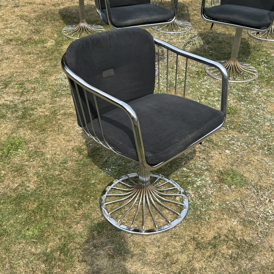 Image 1 of Rima Italy Zes vintage chromen stoelen uit de jaren 70 | Gastone Rinaldi-stijl | Mid-century modern | Space Age-design