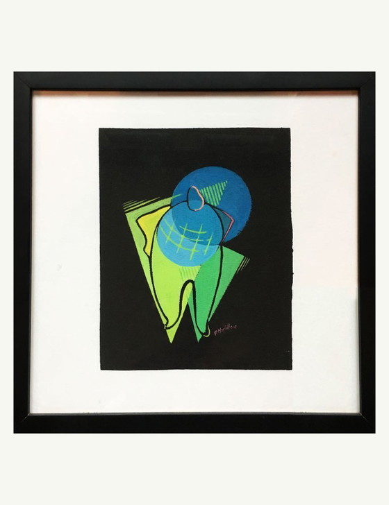 Image 1 of Kubistische compositie op zwart papier. Frankrijk, jaren 1950.