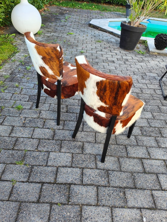2x Nuove Sedie da Bistrò in Pelle di Mucca Tricolore – Cowberry, Sedie da pranzo, Leather (photo 7 of 9)