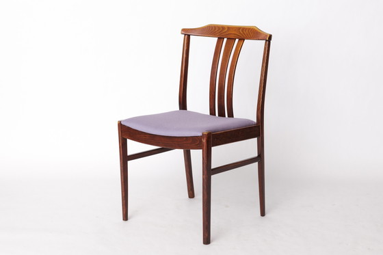 Image 1 of Paire de chaises suédoises vintage par LBG Group - 1970 Bois de hêtre et tapisserie violette