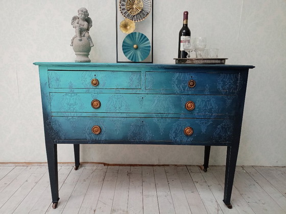 Image 1 of Antica cassettiera inglese in legno "Aqua