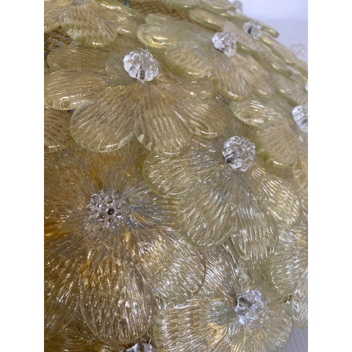 Early 21St Century Gold-Flowers Murano Glass Flush Mount