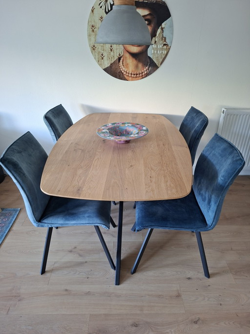 Tavolo da pranzo con quattro sedie – eetkamerset, Metal, Velvet