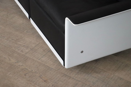 Image 1 of Dieter Rams Model 620 Three Seater Sofa in Black Leather for Vitsoe 1980s