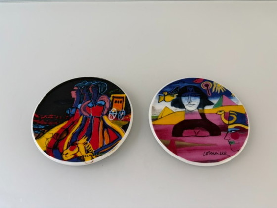 Set 2 sottobicchieri in ceramica Corneille, Arte Cobra, Accessori da tavola, Multicolore, Modern (foto 6 di 8)
