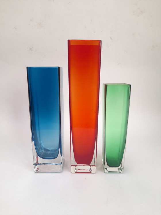 Image 1 of Set of 3 Murano glass vases