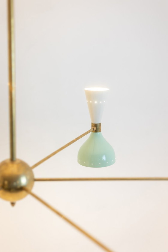 Image 1 of Stralende diabolokroonluchter met 12 kaarslampen. Eigentijds.