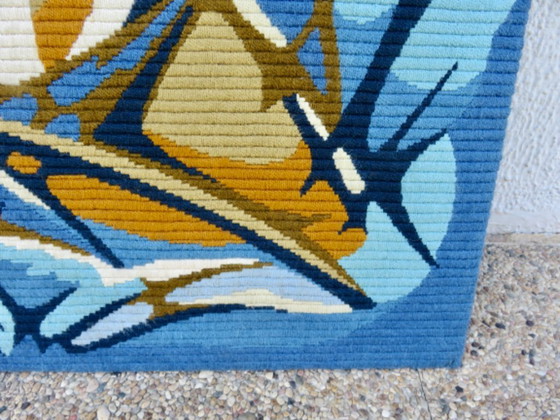 Image 1 of Arazzo Gilles Duvert, astratto, futuristico, arazzo in lana, Francia, anni '70