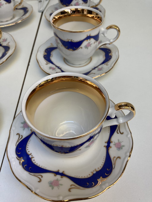 Coffee set 6 cups and saucer MARITZ ZDEKAUER Czech Republic vintage 90'S
