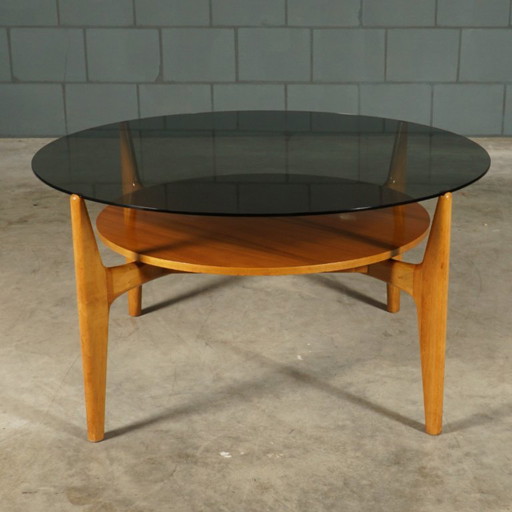 Mesa de centro vintage de nogal – Wilhelm Renz – década de 1960 – salontafels, Glass, Wood (photo 2 of 15)