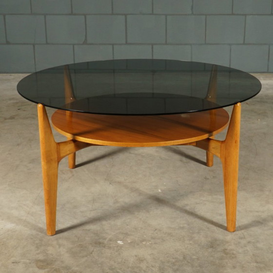 Vintage Walnut Coffee Table – Wilhelm Renz – 1960s – Glass, Wood (photo 2 of 15)