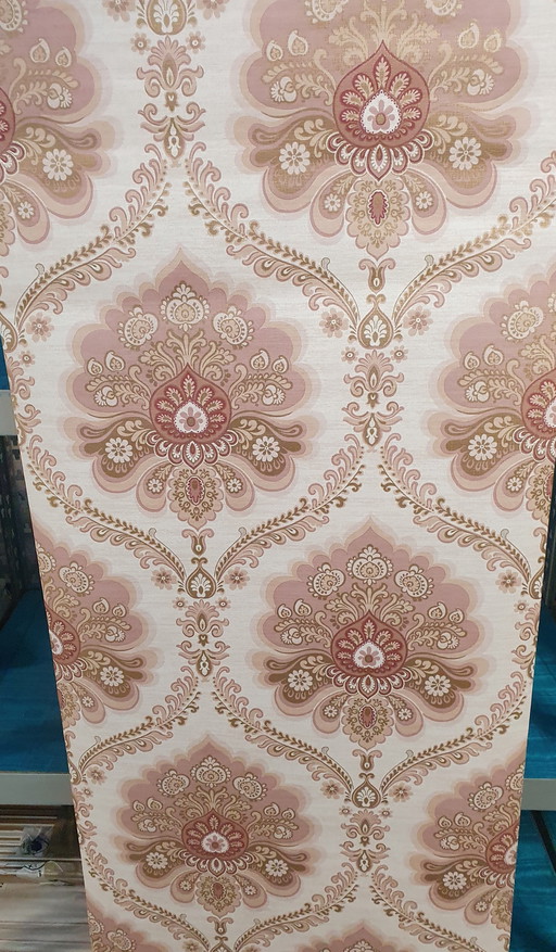 7771 Papier peint baroque vintage vieux rose avec or