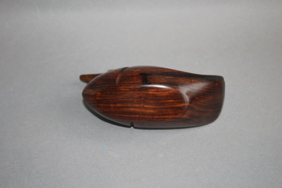 Image 1 of Piccola statuetta di anatra in legno di ferro, vintage, in buone condizioni, venatura marrone, 14x5x8 cm