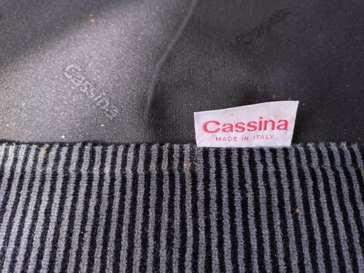 Cassina 675 Maralunga 3-zitsbank velluto bicolore zw/grijs