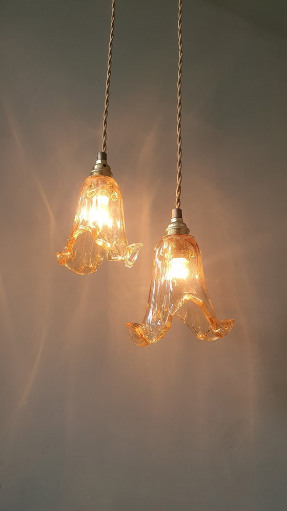 Image 1 of Ensemble de 2 suspensions vintage de Murano - Italie - Milieu du XXe siècle