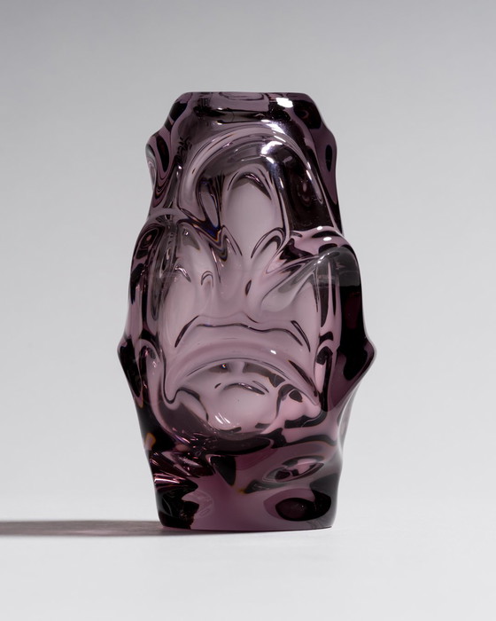 Image 1 of Mid-Century Modern Skulpturale Glasvase von Jan Beránek für Škrdlovice, 1950er Jahre