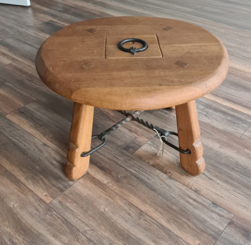 De Puydt vintage Brutalist Massief Eiken Salontafel