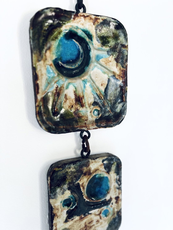 Image 1 of 2x Pendente da parete in ceramica brutalista anni '60
