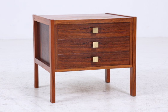 Image 1 of Prachtig vintage nachtkastje 60s | Mid Century houten nachtkastje met laden palissander opslag #07-47