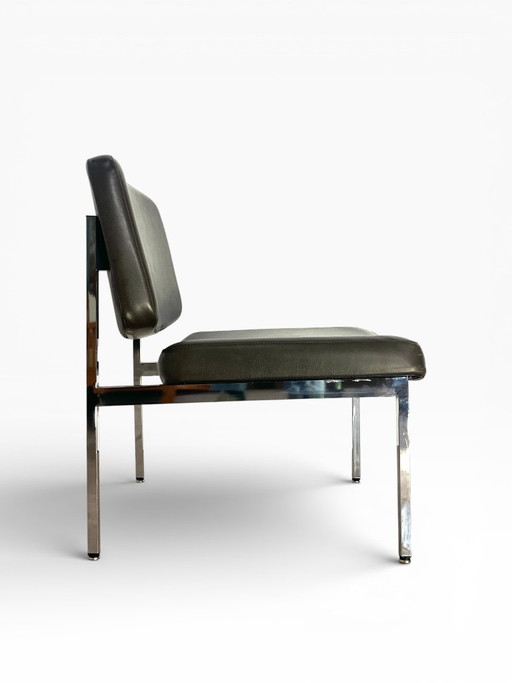 Vintage chromen loungestoel uit de jaren 70