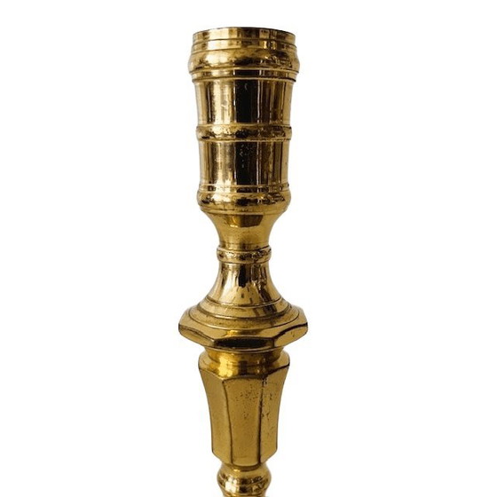Image 1 of Vintage messing gouden kandelaar 1950's