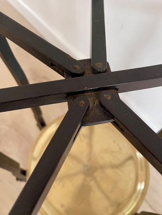 Image 1 of Table à thé asiatique ancienne avec bols en bronze