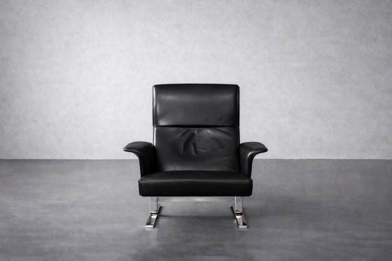 Image 1 of Vintage Mid-Century Modern Danish Black Leather Lounge Chair by Georg Thams for A/S Vejen Polstermöbelfabrik, 1960s