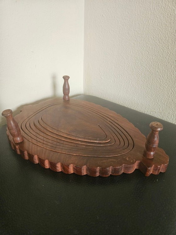 Image 1 of Vintage hand-carved wooden fruit bowl