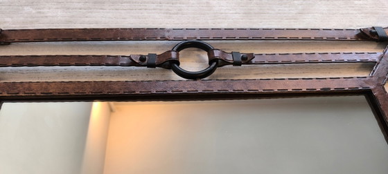 💎✨ Exceptional Jean-Pierre Ryckaert Mirror Iron leather-style, France 1960s ✨💎 – Glass (photo 15 of 20)
