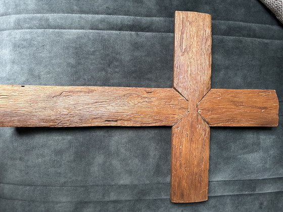 Image 1 of Monumental solid wooden cross – a simple sculptural object with patina