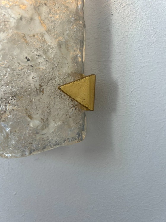 Image 1 of Lampada da parete vintage Hillebrand, ottone e vetro di Murano, Germania 1960