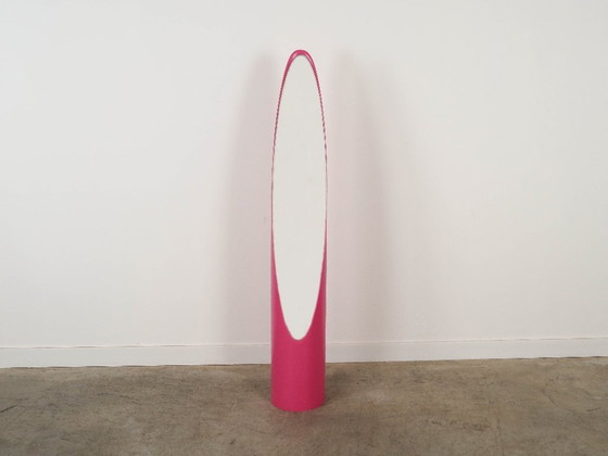 Image 1 of Lipstick mirror, pink, Italian design, 1970s, designer: Rodolfo Bonetto