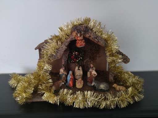 Grand crèche de Noël vintage 