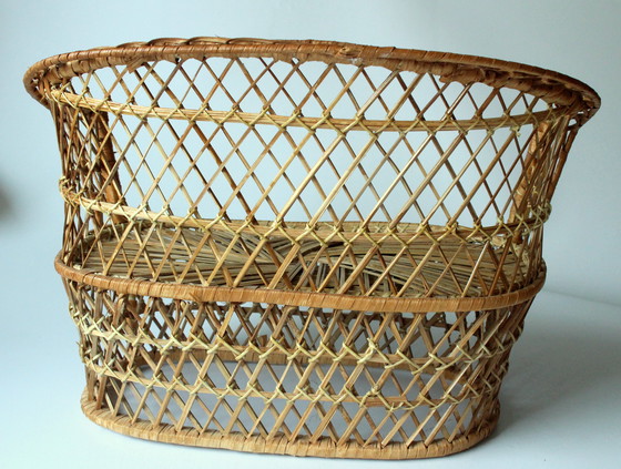 Image 1 of Sedia pavone vintage in rattan - panca a fiori - sgabello a fiori