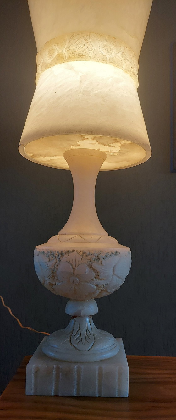 Image 1 of Alabaster Natural Stone Table Lamp Large Model
