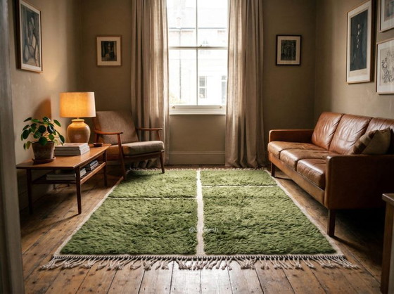 Handgemaakt vloerkleed van puur wol, traditioneel vakmanschap, groen, afmeting 2-3 m – Aime Té (photo 5 of 6)