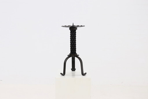 Brutalist Wrought Iron Candle Holder