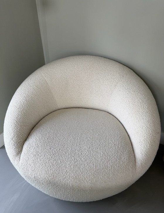 MADE.com Whitewash Bouclé Set: Armchair & Storage Pouf – Polyester, Textile (photo 2 of 7)