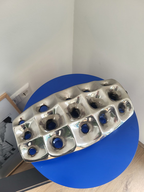 Image 1 of Vaso vintage in cromo e argento, stile spaziale.