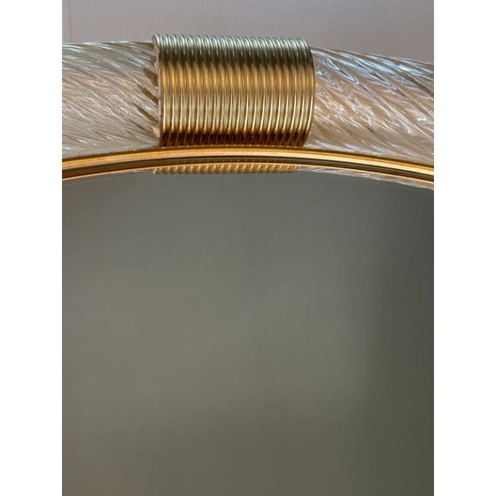 Image 1 of Elegante specchio rotondo in oro stile Murano, modello Barovier.