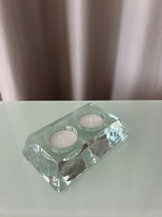 Portacandele doppio in vetro spesso vintage – Vetro trasparente scultoreo – Regali, Glass (photo 2 of 9)