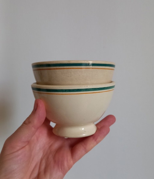 Pair of tiny earthenware coffee bowls/cups