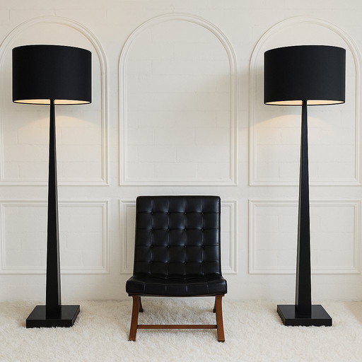 Elegant black floor lamp set / simple standing lamps / simplistic sleek floor lamps
