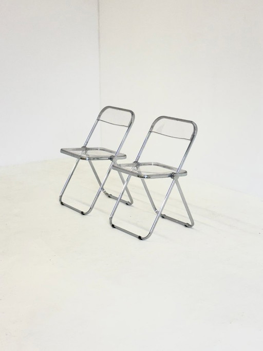Set of 2 Plia Folding Chairs by Giancarlo Piretti for Anonima Castelli