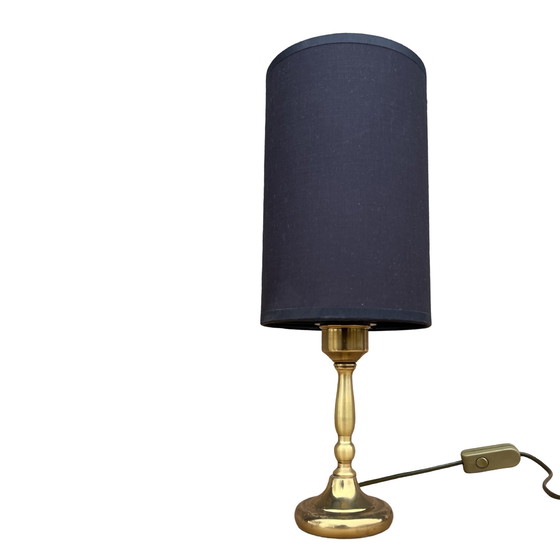 Image 1 of Lampe de nuit en laiton, lampe de table avec abat-jour, Allemagne, 1970
