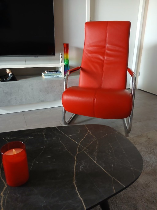 2 poltrone in pelle rossa – fauteuils, Leather, Metal (photo 2 of 6)