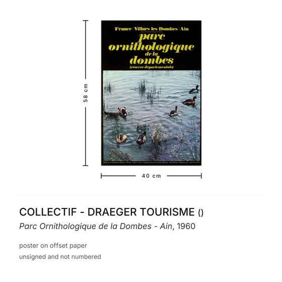 Image 1 of KOLLEKTIVE - DRAEGER TOURISM Dombes Ornithologischer Park - Ain-Plakat 1960