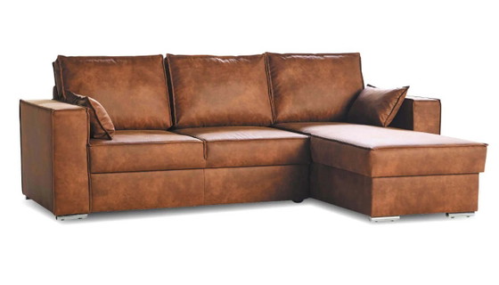 Image 1 of Comfortabele bruine hoekbank met chaise longue