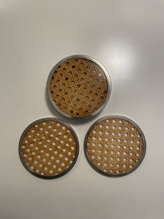 Image 1 of Plexiglas Wiener Geflecht Glasuntersetzer Untersetzer Italien 70's