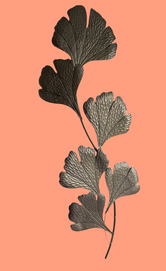 Image 1 of Mid-Century metal Ginkgo wall sculpture